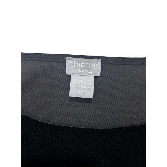 Chico’s Travelers Velvet Tunic Top Black Sheer Hem Size 3 (16/18) Long Sleeve - Picture 4 of 10